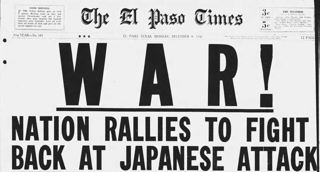 El Paso Times, Dec. 8, 1941.