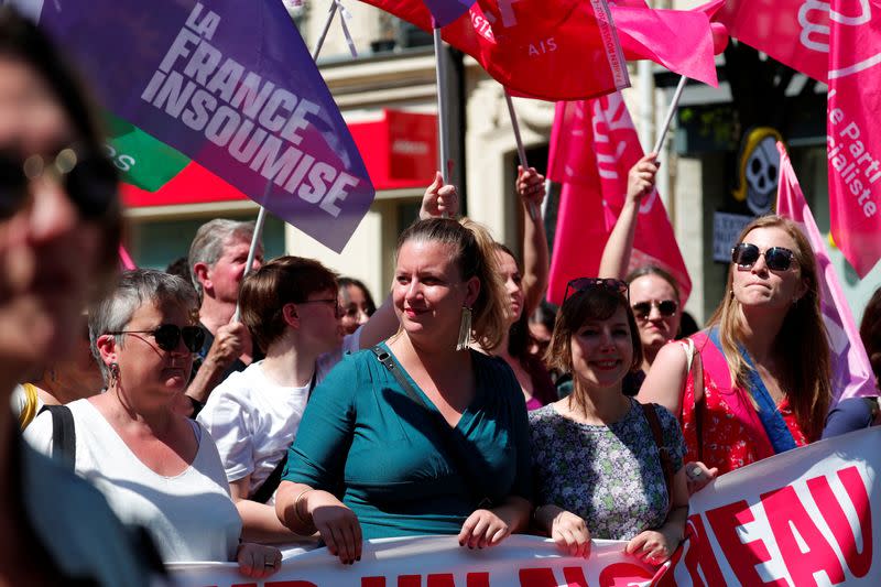 Feminist march to protest against the far-right ahead of early legislative elections, in Paris