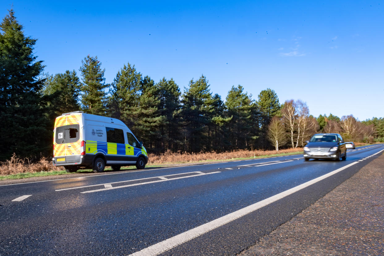 A speed camera has been spotted on the stretch of the A149 in Norfolk, near Sandringham, where the Duke of Edinburgh was involved in a car crash last week. (SWNS)