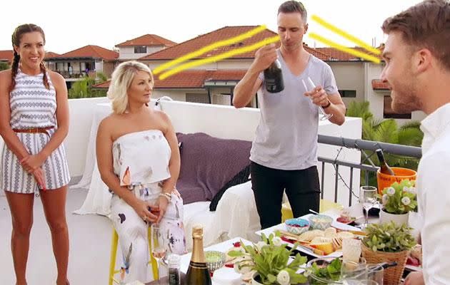 The pair host a dinner party for Nadia's close mates. Photo: Channel Nine