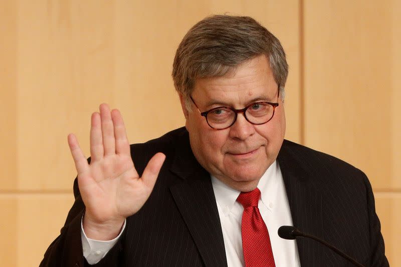 FILE PHOTO: U.S. Attorney General William Barr delivers remarks at the Securities and Exchange Commission