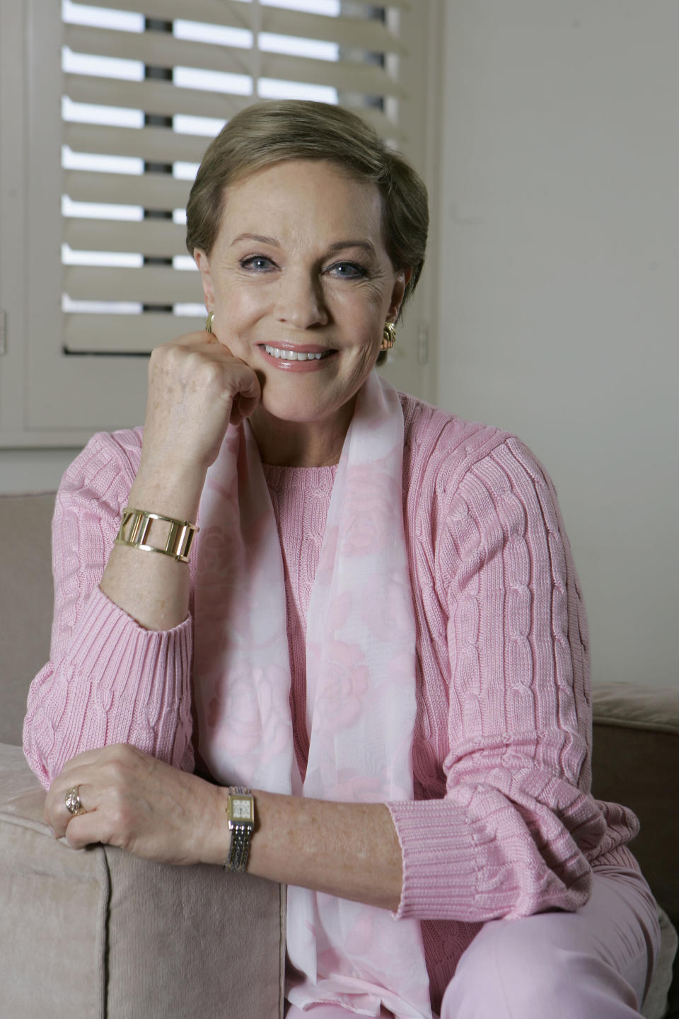 FILE - This May 5, 2007 file photo shows actress and singer Julie Andrews poses in Los Angeles. Andrews released a memoir, “Home Work: A Memoir of My Hollywood Years,” which hits shelves on Oct. 15, 2019. (AP Photo/Chris Carlson, File)