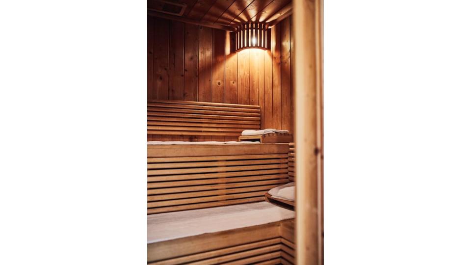 Inside of a sauna