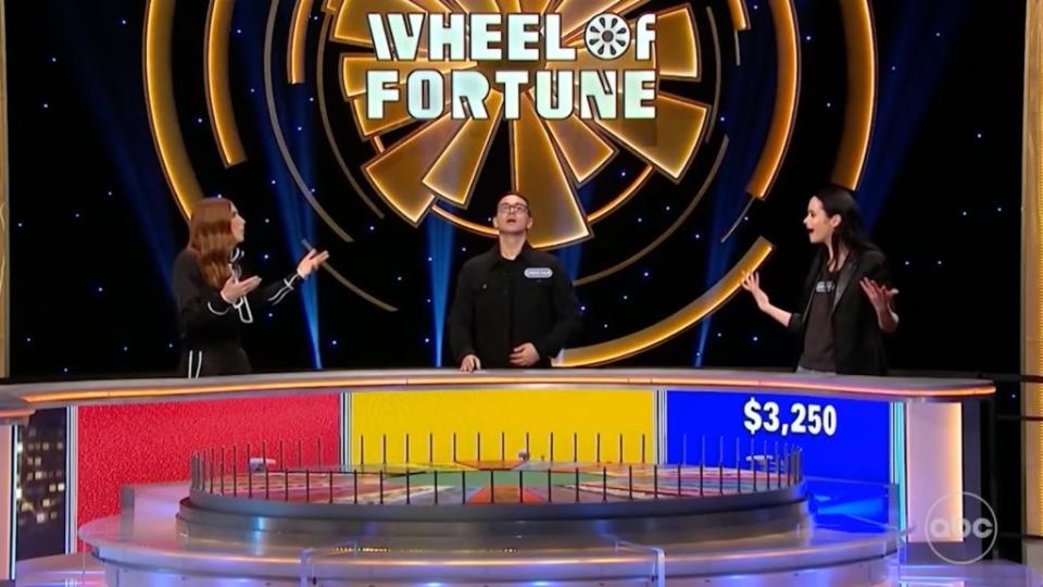 Sarah Levy, Christian Siriano and Krysten Ritter on “Celebrity Wheel of Fortune.” ABC