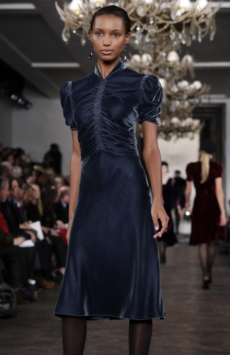 The Ralph Lauren Fall 2013 collection is modeled during Fashion Week in New York, Thursday, Feb. 14, 2013. (AP Photo/Richard Drew)