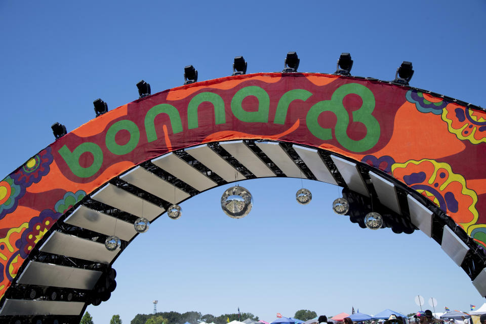 The Bonnaroo arch is seen at the Bonnaroo Music and Arts Festival on Saturday, June 18, 2022, in Manchester, Tenn. (Photo by Amy Harris/Invision/AP)