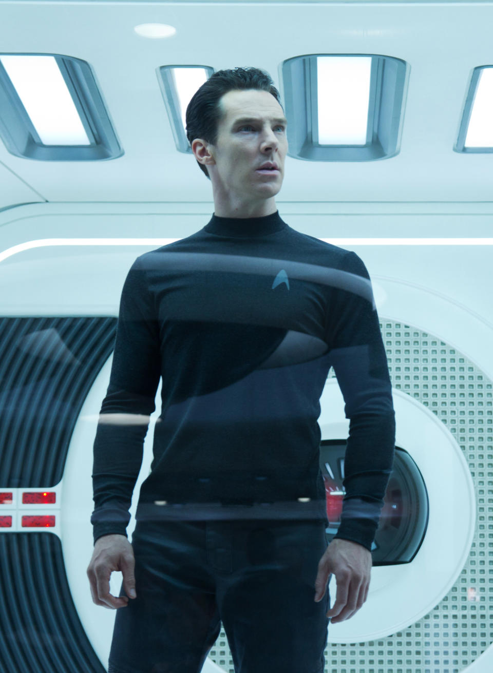 This undated publicity film image released by Paramount Pictures shows Benedict Cumberbatch as John Harrison in a scene in the movie, "Star Trek Into Darkness," from Paramount Pictures and Skydance Productions. (AP Photo/Paramount Pictures, Zade Rosenthal)