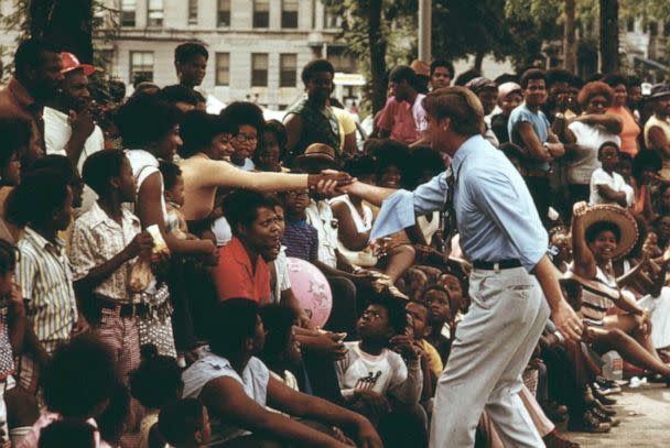 PHOTO: Illinois Governor Dan Walker greets Chicago constituents during the Bud Billiken Day parade, in Chicago, 1973.  (Universal Images Group via Getty Images)