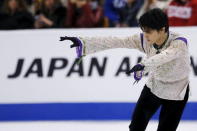 Figure Skating - ISU World Figure Skating Championships - Mens Free Skate Program - Boston, Massachusetts, United States - 01/04/16 - Yuzuru Hanyu of Japan competes. - REUTERS/Brian Snyder