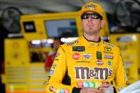 May 23, 2019; Concord, NC, USA; NASCAR Cup Series driver Kyle Busch (18) during practice for the Coca-cola 600 at Charlotte Motor Speedway. Mandatory Credit: Jasen Vinlove-USA TODAY Sports