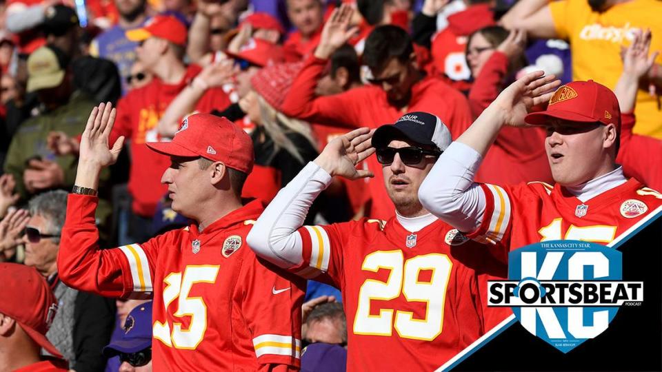 Kansas City Chiefs fans do the tomahawk chop during the second half of an NFL football game against the Minnesota Vikings in Kansas City, Mo., Sunday, Nov. 3, 2019.