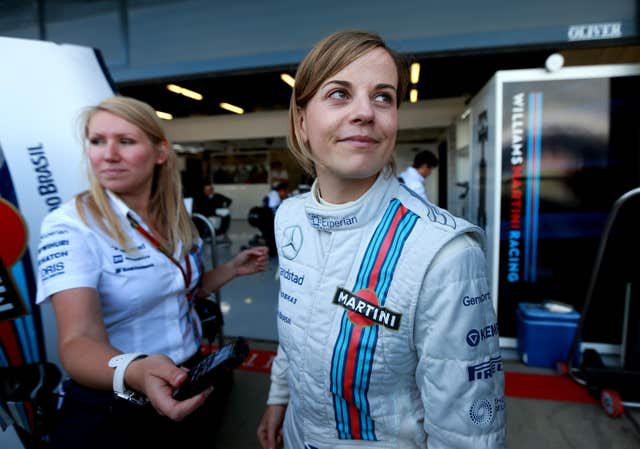 British driver Susie Wolff took part in practice at the 2014 British Grand Prix 