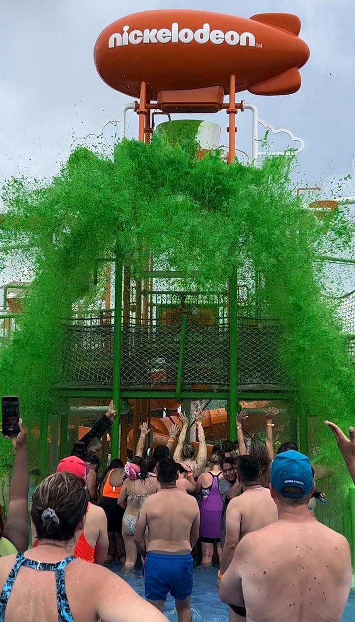 Guests get ready for a mass sliming at Nickelodeon Hotels & Resorts Punta Cana.