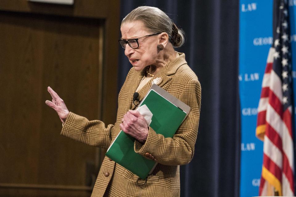 Supreme Court Justice Ruth Bader Ginsburg takes the stage for a discussion at the Georgetown University Law Center on February 10, 2020 in Washington, DC. (Sarah Silbiger/Getty Images)