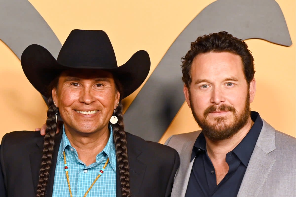 ‘Yellowstone’ stars Mo Brings Plenty and Cole Hauser in 2019 (Frazer Harrison/Getty Images for Paramount Network)