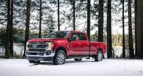 <p>The <a href="https://www.caranddriver.com/ford/super-duty" rel="nofollow noopener" target="_blank" data-ylk="slk:Ford F-series Super Duty's;elm:context_link;itc:0;sec:content-canvas" class="link ">Ford F-series Super Duty's</a> optional 6.7-liter Power Stroke turbo-diesel V-8 has been thumped up to out to 1050 lb-ft of torque thanks to a new 36,000 PSI fuel-injection system. That puts it in the lead, just ahead of Ram, in the trucks-with-grunt competition. The 475-hp Power Stroke V-8 is available on all F-250, F-350, and F-450 Super Duty models. A 10-speed automatic is also standard.</p><ul><li>Base price: $46,170</li><li>Engine: 475-hp turbocharged 7.3-liter V-8 engine, 10-speed automatic transmission</li><li>EPA Fuel Economy: Heavy-duty pickup trucks such as the F-series Super Duty are exempt from federal fuel-economy standards.</li><li>Max Towing: 24,200 lb (F-450 Crew Cab)</li></ul><p><a class="link " href="https://www.caranddriver.com/ford/super-duty/specs" rel="nofollow noopener" target="_blank" data-ylk="slk:MORE SUPER DUTY SPECS;elm:context_link;itc:0;sec:content-canvas">MORE SUPER DUTY SPECS</a></p>