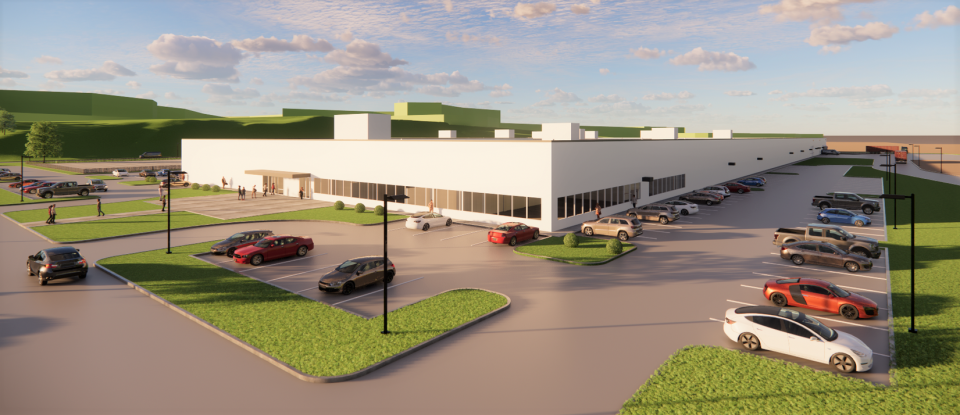 This rendering submitted by Cresco Labs to the Town of Wawarsing Planning Board shows the 380,000-square-foot marijuana growing-and-processing facility that Cresco Labs plans to build at the site of the former Schrade knife factory just outside Ellenville.