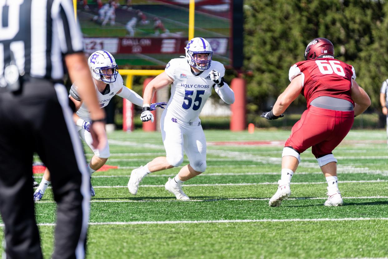 Holy Cross defensive lineman Jake Reichwein has been an integral part of the Crusaders keeping teams in check this season.