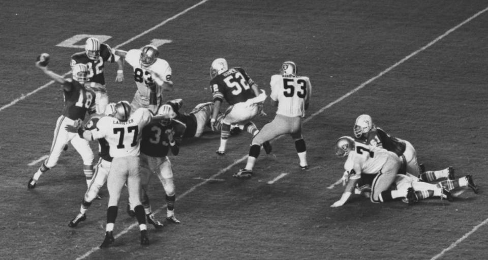The Miami Dolphins play their first regular season game against the Oakland Raiders on Sept. 2, 1966.