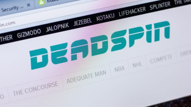 Homepage of DeadSpin website on the display of a PC.