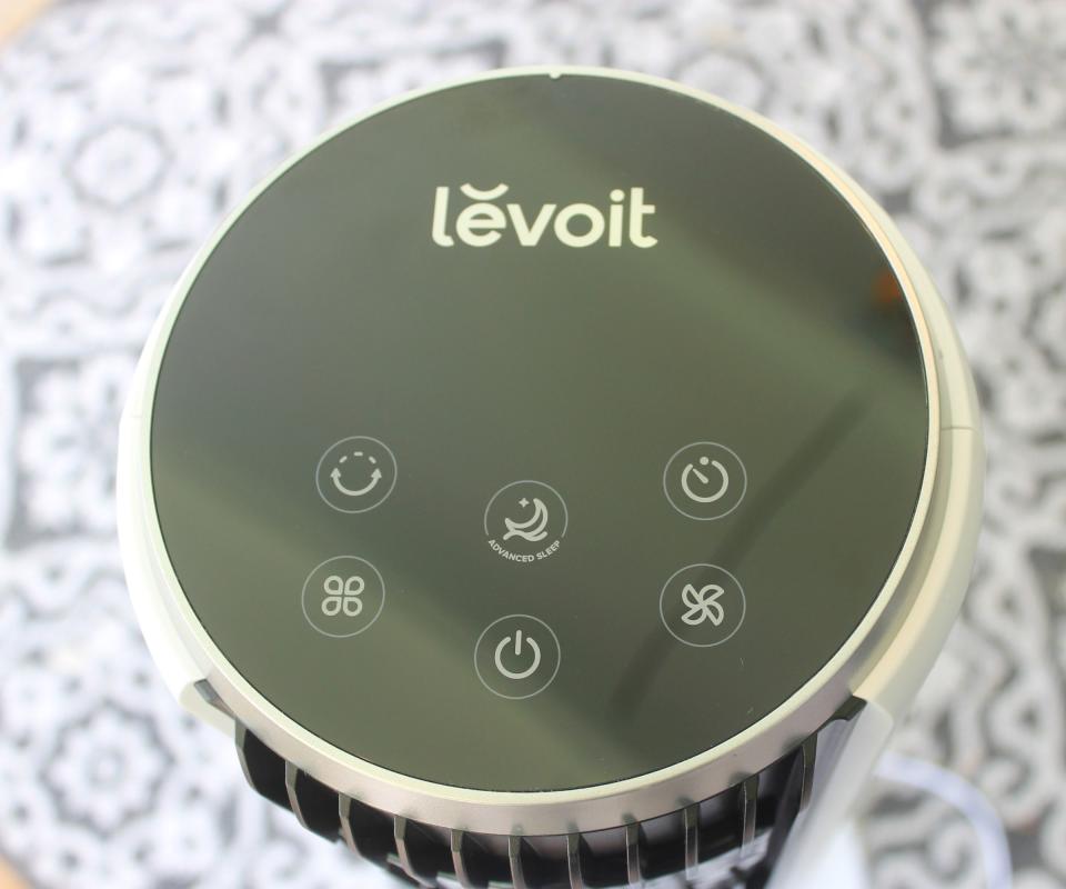 A closeup of the controls of the  Levoit 36 Inch Tower Fan