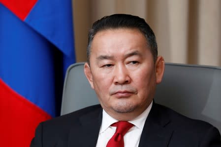 Mongolian President Battulga Khaltmaa attends an interview with Reuters in Ulaanbaatar