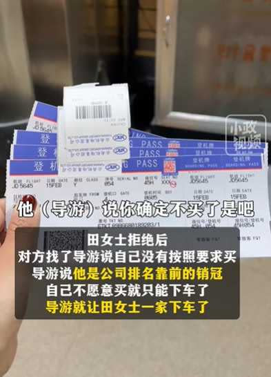 田女士一家人購買機票回家，提前結束旅程。（圖／翻攝自小政視頻）