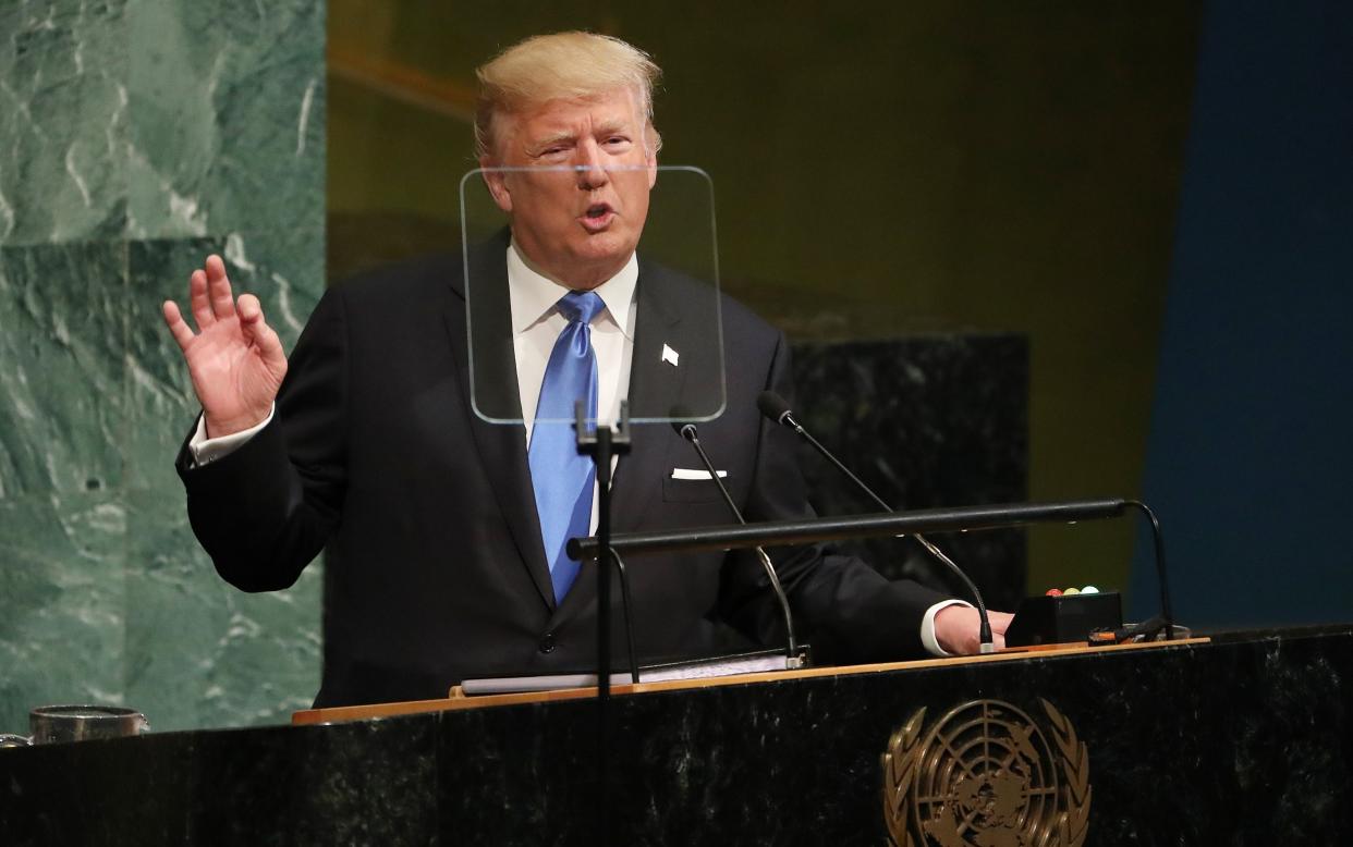 Donald Trump spoke for 40 minutes at the United Nations General Assembly  - EPA