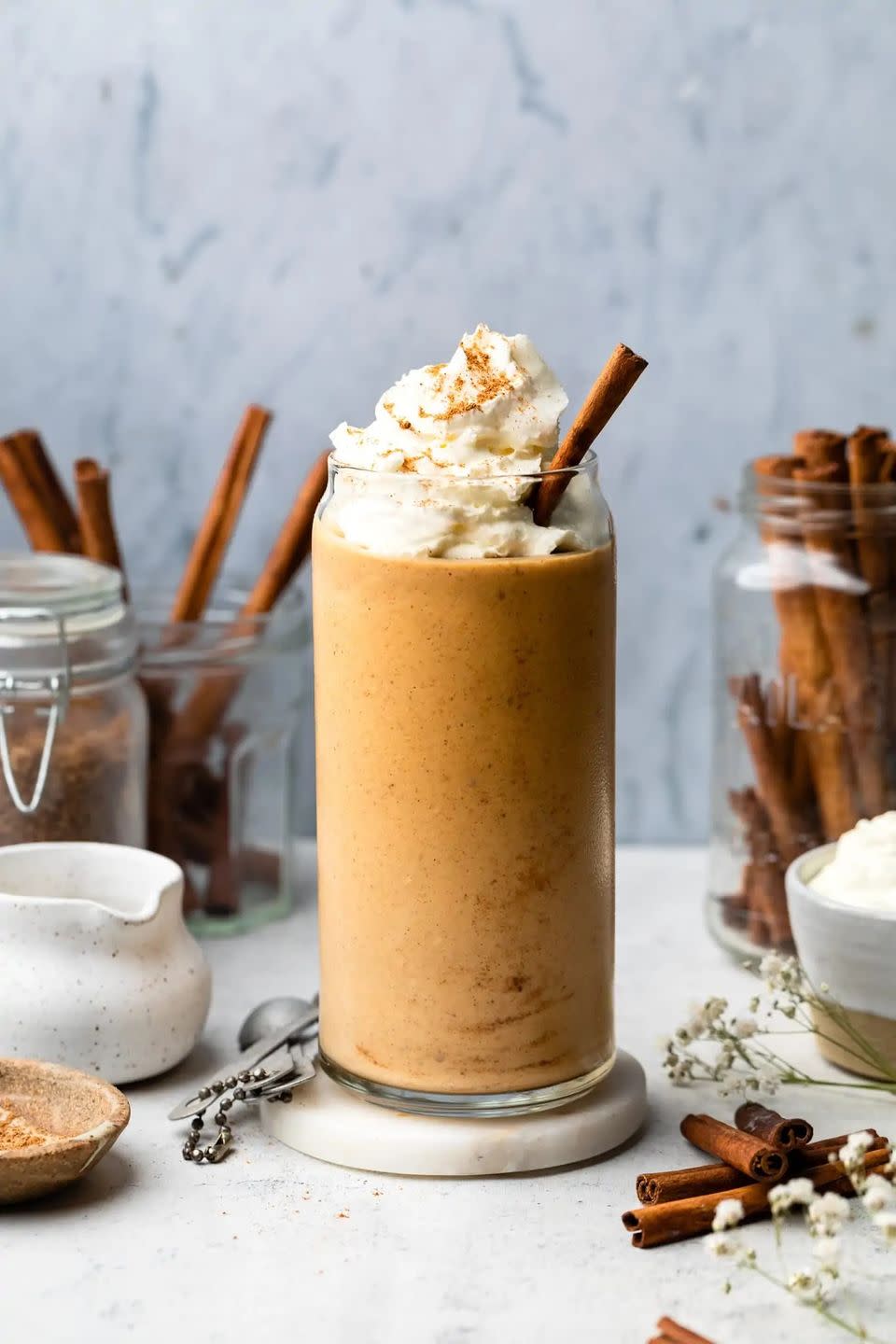 <p>This thick, naturally sweet smoothie isn’t exactly like eating pumpkin pie for breakfast — but it’s pretty darn close. Using almond milk as the liquid makes it super creamy while keeping it dairy-free.</p><p>Get the <strong><a href="https://allthehealthythings.com/healthy-pumpkin-pie-smoothie/" rel="nofollow noopener" target="_blank" data-ylk="slk:Best Healthy Pumpkin Pie Smoothie recipe;elm:context_link;itc:0;sec:content-canvas" class="link ">Best Healthy Pumpkin Pie Smoothie recipe</a></strong> from All the Healthy Things. </p>