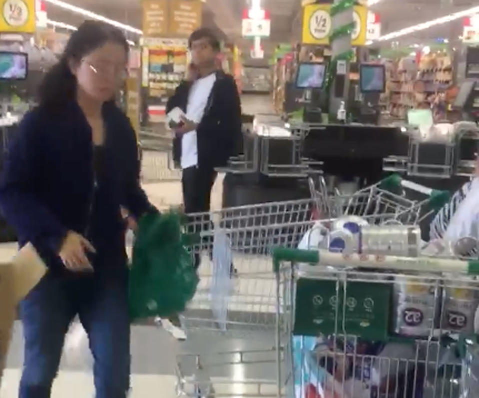 A woman arrives to take the trolley away. Source: Facebook/ Chantel Malthouse