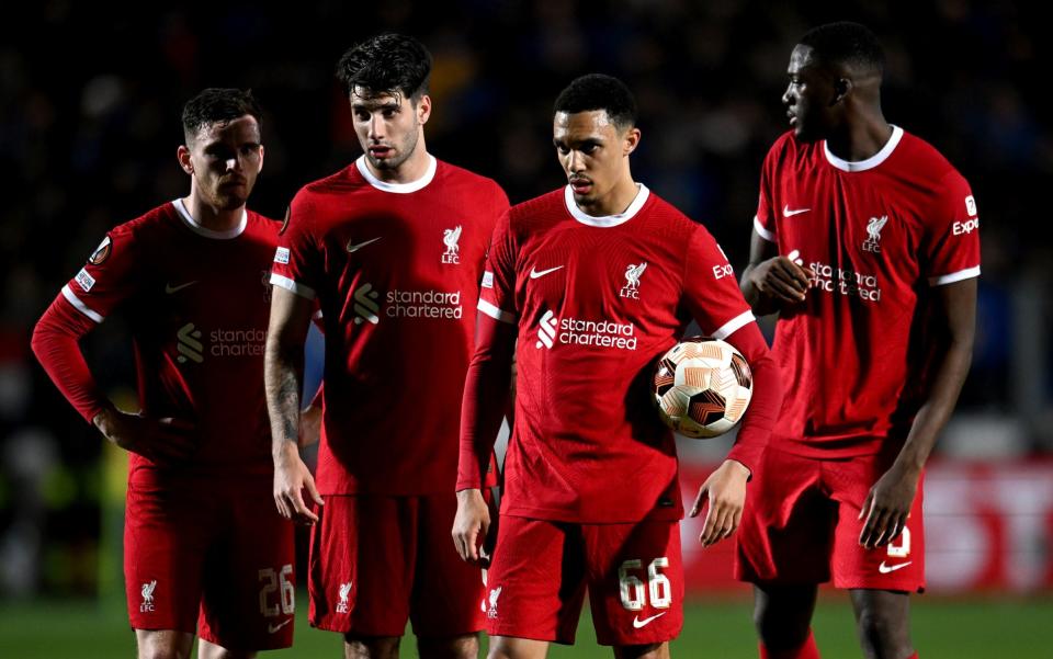 Trent Alexander-Arnold of Liverpool during the UEFA Europa League 2023/24 Quarter-Final second leg match between Atalanta and Liverpool FC at Stadio Atleti Azzurri d'Italia on April 18, 2024 in Bergamo, Italy