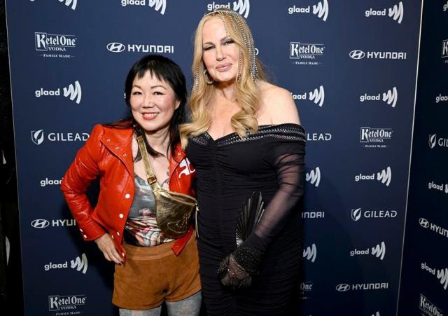 (Left to Right) Host Margaret Cho and honoree Jennifer Coolidge attend the GLAAD Media Awards at The Beverly Hilton in Beverly Hills. (Michael Kovac/Getty Images for GLAAD)