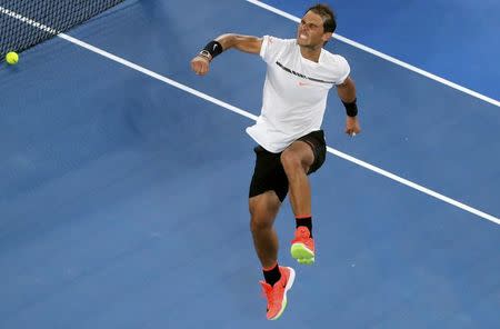 Tennis - Australian Open - Melbourne Park, Melbourne, Australia - 23/1/17 Spain's Rafael Nadal celebrates winning his Men's singles fourth round match against France's Gael Monfils. REUTERS/Jason Reed