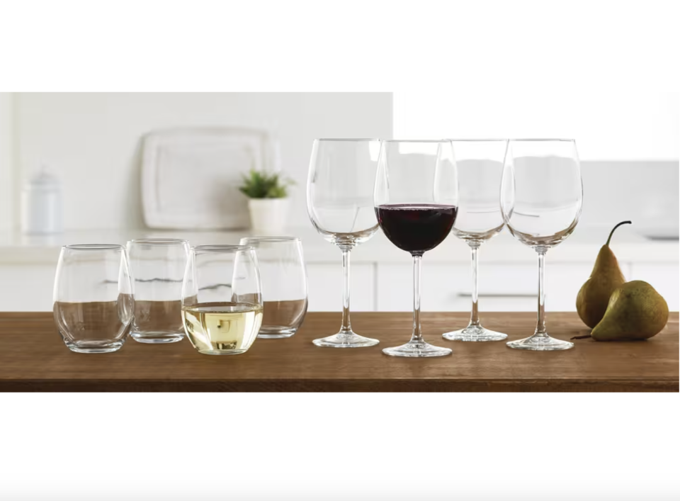 Canvas 12-piece Red & White Wine Stemmed Glasses, Dishwasher Safe, 19-oz (photo via Canadian Tire)