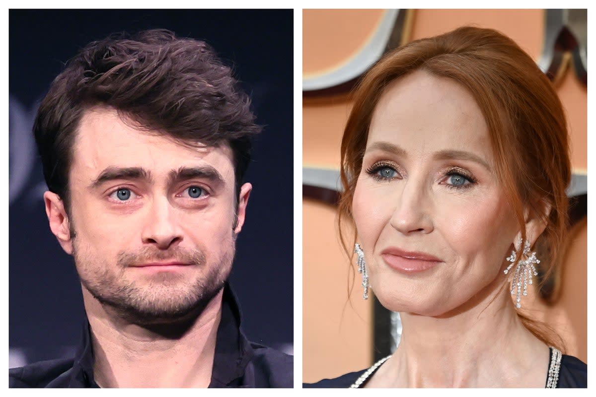 Daniel Radcliffe (L) and JK Rowling (R) (Getty)