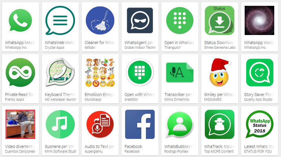 <p>Ci sono molte applicazioni di terze parti collegate a Whatsapp, e bisogna fare attenzione. Alcune sono semplici raccoglitori di immagini e emoticons non utilissimi, altre danno l’impressione di essere dei fake. Affidatevi alle recensioni dettagliate, lasciando perdere chi scrive semplicemente “bellissimo” o “non funziona”. (foto: screenshot) </p>