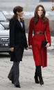 <p>Kate spent the day in Denmark wearing a rich red coat by L.K. Bennett and an ornate belt from Reiss. She finished with heeled Stuart Weitzman boots.</p><p><i>[Photo: PA]</i></p>