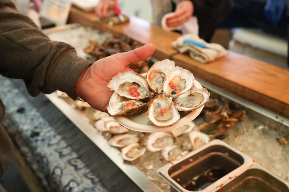 Oysters are shucked and ready for guests at the 2023 Bowen's Wharf Seafood Festival.