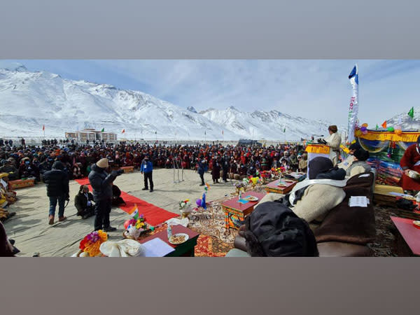 Union Minister for Sports and Youth Affairs Kiren Rijiju speaks at Zanskar Winter Sports and Youth Festival