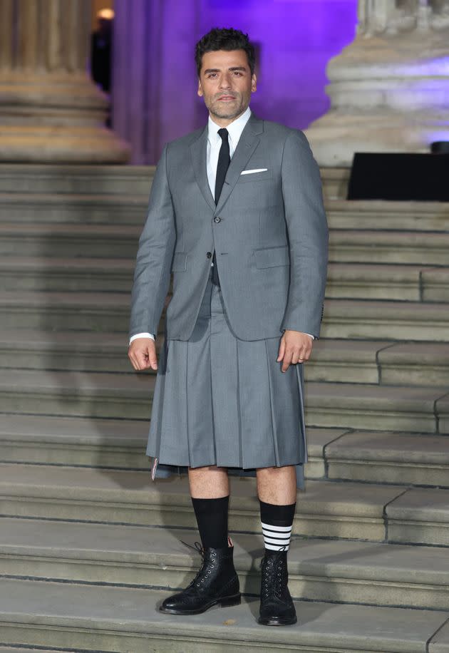 Oscar Isaac arrives at the Moon Knight premiere at The British Museum on March 17, 2022 in London, England. (Photo by Mike Marsland/WireImage) (Photo: Mike Marsland via Getty Images)