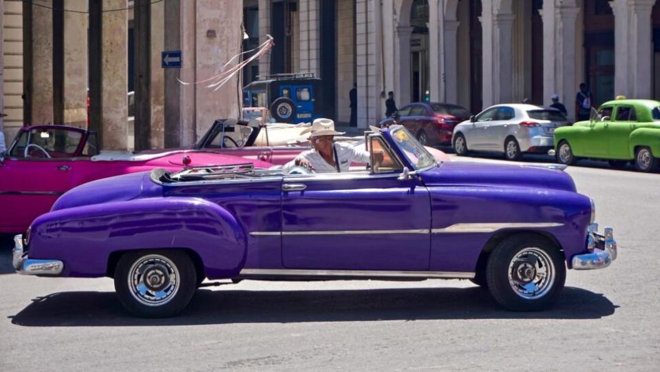 Vintage cars in the streets of Havana vieja.

