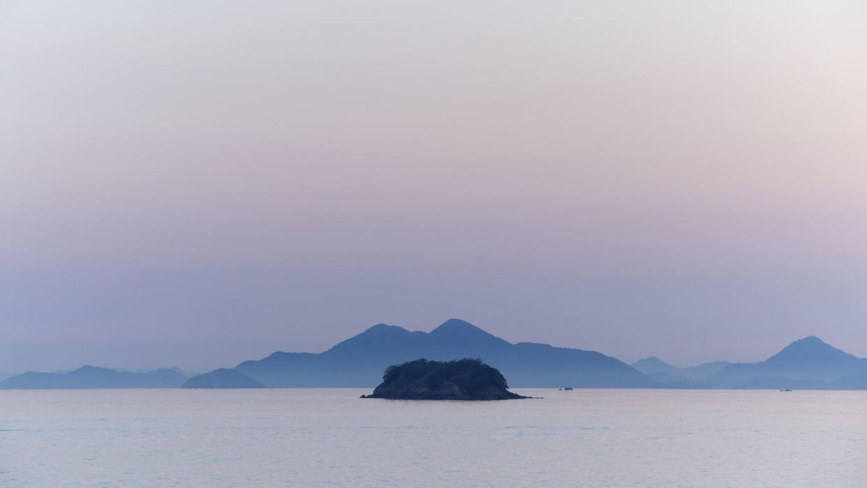 seascape with color gradient of sky at twilight