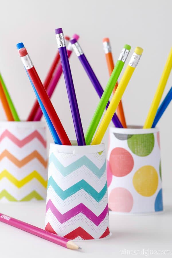 <p>Help them keep track of their school supplies with these colorful DIY holders that can be decorated in whatever pattern they like best. </p><p><em>Get the <strong><a href="https://www.simplejoy.com/diy-pencil-holder/" rel="nofollow noopener" target="_blank" data-ylk="slk:DIY Pencil Holder tutorial;elm:context_link;itc:0;sec:content-canvas" class="link ">DIY Pencil Holder tutorial</a></strong> at Simple Joy.</em></p><p><a class="link " href="https://www.amazon.com/Elmers-Purpose-Sticks-0-77-ounce-sticks/dp/B000U6FJQE/?tag=syn-yahoo-20&ascsubtag=%5Bartid%7C10070.g.3123%5Bsrc%7Cyahoo-us" rel="nofollow noopener" target="_blank" data-ylk="slk:SHOP GLUE STICKS;elm:context_link;itc:0;sec:content-canvas">SHOP GLUE STICKS</a><br></p>