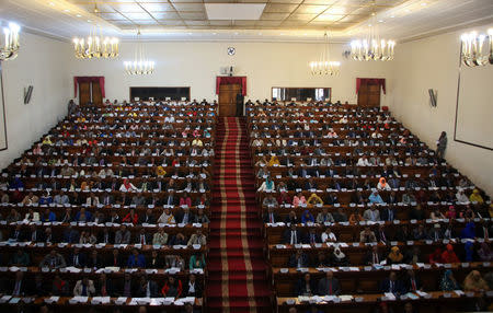 Members of parliament attend an extraordinary meeting on the state of emergency in Addis Ababa, Ethiopia, March 2, 2018. REUTERS/Tiksa Negeri