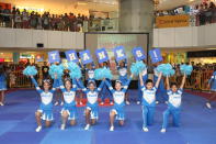 Upbeats from Westwood Secondary School conveys thanks in blue.