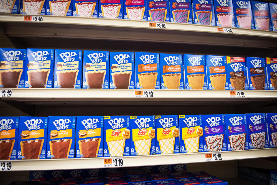 Pop-Tarts on supermarket shelves. (Tiffany Hagler-Geard / Bloomberg via Getty Images)