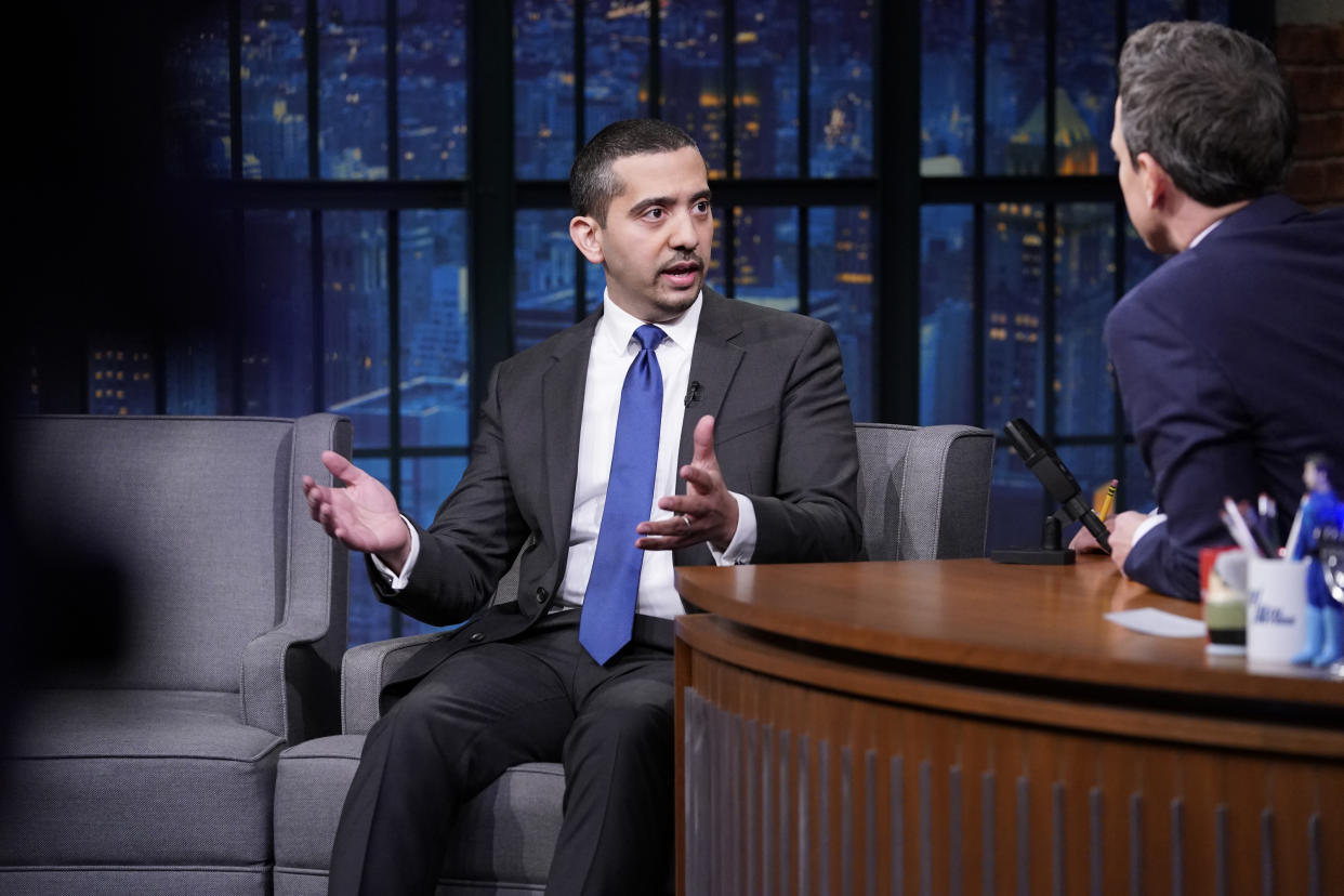 Journalist Mehdi Hasan (pictured during a 2018 appearance on "Late Night with Seth Myers") says a Southwest flight attendant mistreated his wife. (Photo: Lloyd Bishop/NBCU Photo Bank/NBCUniversal via Getty Images)