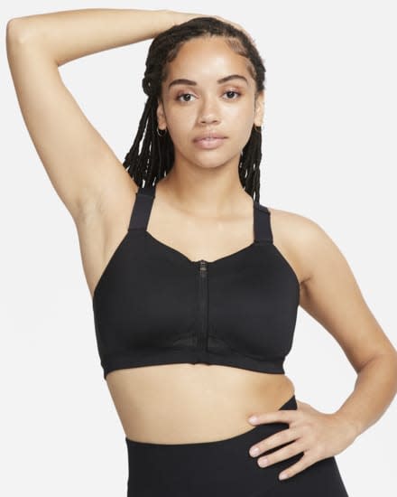 Women's High Support Sculpt Zip-front Mesh Crossback Sports Bra