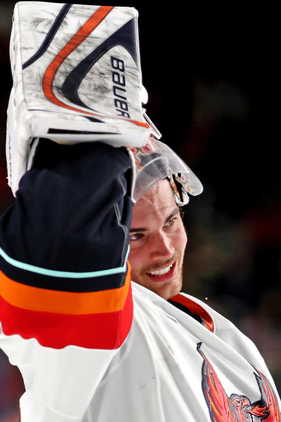 Firebirds debut new goaltender Jack LaFontaine at Acrisure Arena in Palm Desert, Calif., on Wed., Dec. 13, 2023.