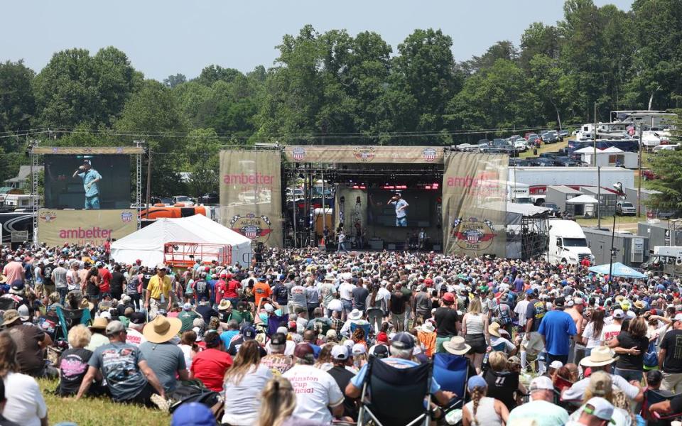 Fans enjoy a prerace concert by country music singer Dierks Bentley at North Wilkesboro Speedway on Sunday, May 21, 2023.